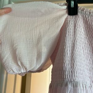 Smock light pink dress, puff arms, can be worn off the shoulder